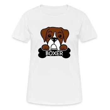 Boxer und Knochen - Frauen T-Shirt atmungsaktiv - Weiß - Vorne - AI Model Female 172 dark (172cm)