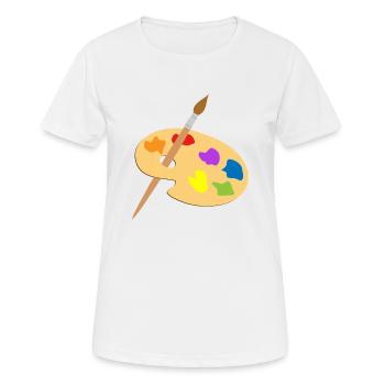 Palette de peinture et pinceau - T-shirt respirant Femme - blanc - Devant - AI Model Female 172 dark (172cm)