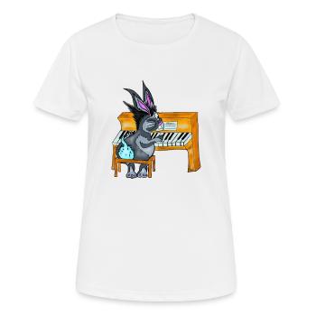 Glenn le lapin au piano - T-shirt respirant Femme - blanc - Devant - AI Model Female 172 dark (172cm)