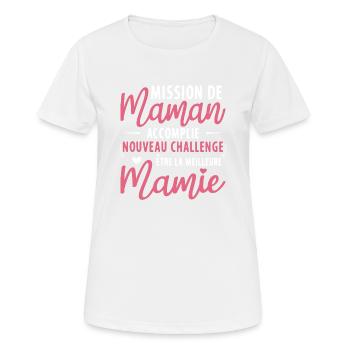 Mission de maman accomplie mamie annonce grossesse - T-shirt respirant Femme - blanc - Devant - AI Model Female 172 dark (172cm)