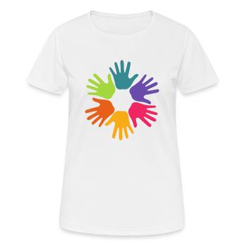 Pride Regenbogenfahne Pride Parade LGBT - Frauen T-Shirt atmungsaktiv - Weiß - Vorne - AI Model Female 172 dark (172cm)