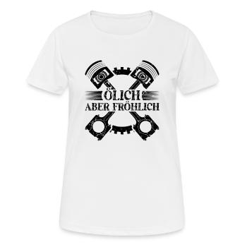 Auto Schrauber Tuner Mechaniker Ölich - Frauen T-Shirt atmungsaktiv - Weiß - Vorne - AI Model Female 172 dark (172cm)