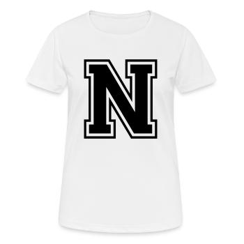 Lettre N Équipe Foot baseball basket université - T-shirt respirant Femme - blanc - Devant - AI Model Female 172 dark (172cm)