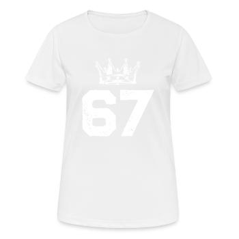 67 Zahl Krone - Frauen T-Shirt atmungsaktiv - Weiß - Vorne - AI Model Female 172 dark (172cm)