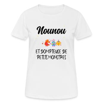 Nounou petits monstres Assistante maternelle - T-shirt respirant Femme - blanc - Devant - AI Model Female 172 dark (172cm)