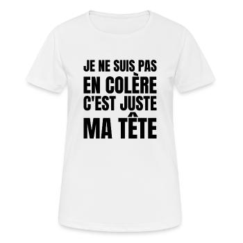 je ne suis pas en colère - T-shirt respirant Femme - blanc - Devant - AI Model Female 172 dark (172cm)
