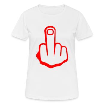 Middle finger - Women's Breathable T-Shirt - white - Front - AI Model Female 172 dark (172cm)