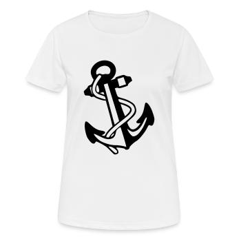 Anker - Frauen T-Shirt atmungsaktiv - Weiß - Vorne - AI Model Female 172 dark (172cm)