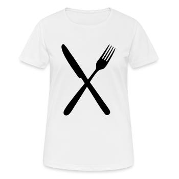 Fork and knife - Women's Breathable T-Shirt - white - Front - AI Model Female 172 dark (172cm)