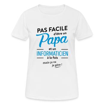 Papa informaticien - T-shirt respirant Femme - blanc - Devant - AI Model Female 172 dark (172cm)