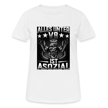 TOUT SOUS V8 EST ASOCIAL - T-shirt respirant Femme - blanc - Devant - AI Model Female 172 dark (172cm)