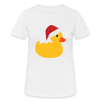 Quietscheente mit Nikolaus Mütze - Frauen T-Shirt atmungsaktiv - Weiß - Vorne - AI Model Female 172 dark (172cm)