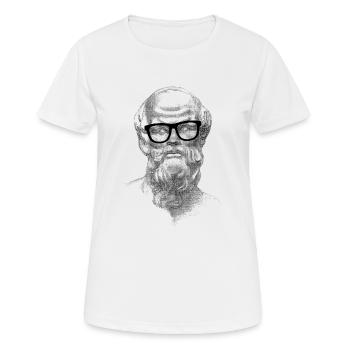 Sokrates Brille Zeichnung Collage - Frauen T-Shirt atmungsaktiv - Weiß - Vorne - AI Model Female 172 dark (172cm)