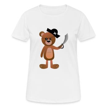 süßer Bären Pirat Seeräuber Freibeuter - Frauen T-Shirt atmungsaktiv - Weiß - Vorne - AI Model Female 172 dark (172cm)