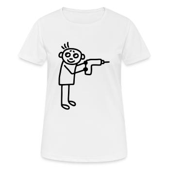 Handwerker mit Bohrmaschine - Frauen T-Shirt atmungsaktiv - Weiß - Vorne - AI Model Female 172 dark (172cm)