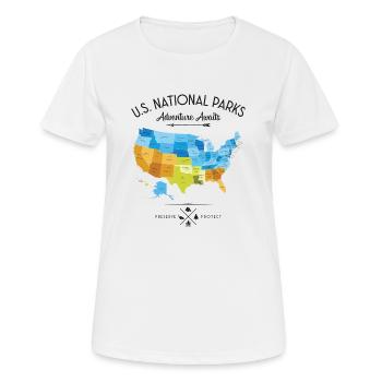 Graphique des parcs nationaux - T-shirt respirant Femme - blanc - Devant - AI Model Female 172 dark (172cm)