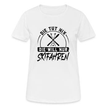 Skifahren Lustig Ski - Frauen T-Shirt atmungsaktiv - Weiß - Vorne - AI Model Female 172 dark (172cm)