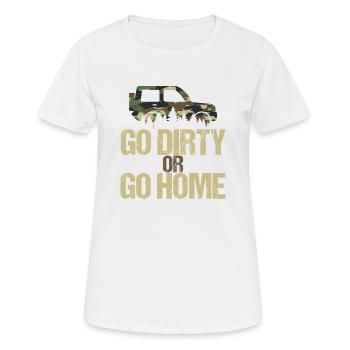 Geländewagen im Wald mit Camouflage - Frauen T-Shirt atmungsaktiv - Weiß - Vorne - AI Model Female 172 dark (172cm)