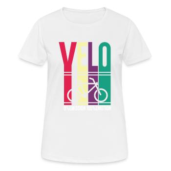 Vélo Shirt Funny 0% Emission 100% Emotion - T-shirt respirant Femme - blanc - Devant - AI Model Female 172 dark (172cm)
