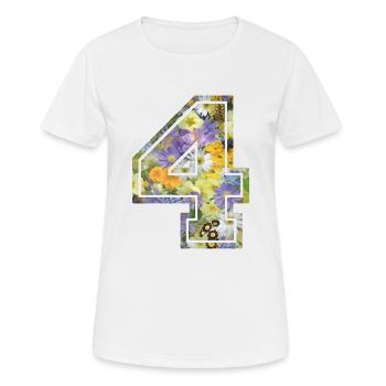 Number 4 flower, Football team, university basketball - Women's Breathable T-Shirt - white - Front - AI Model Female 172 dark (172cm)
