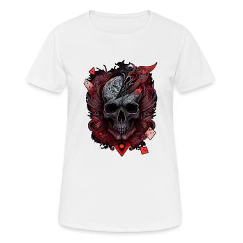 Splash mehrfarbiger Totenkopf. Pokerface - Frauen T-Shirt atmungsaktiv - Weiß - Vorne - AI Model Female 172 dark (172cm)
