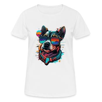 Visage de chien Hipster Bello aux couleurs vives - T-shirt respirant Femme - blanc - Devant - AI Model Female 172 dark (172cm)