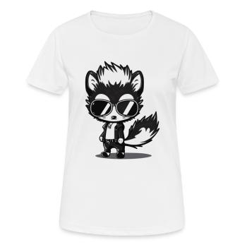 Rocker Stinktier in Lederjacke und Sonnenbrille - Frauen T-Shirt atmungsaktiv - Weiß - Vorne - AI Model Female 172 dark (172cm)