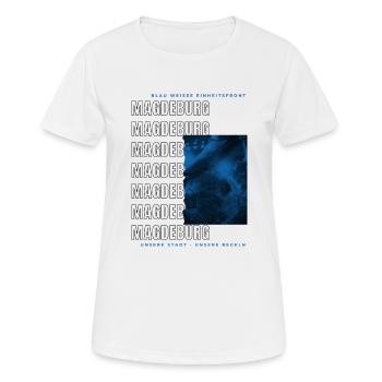 Magdeburg unsere Stadt unsere Regeln - Frauen T-Shirt atmungsaktiv - Weiß - Vorne - AI Model Female 172 dark (172cm)