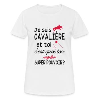 je suis cavalière / cadeau humour cavalière - T-shirt respirant Femme - blanc - Devant - AI Model Female 172 dark (172cm)