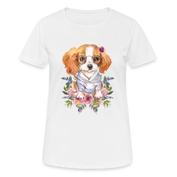 Floral Kontinentaler Zwergspaniel hund - Frauen T-Shirt atmungsaktiv - Weiß - Vorne - AI Model Female 172 dark (172cm)
