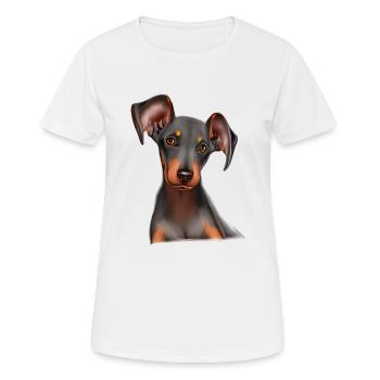 Doberman Chien Doberman Dresseur Doberman Chiot Doberman - T-shirt respirant Femme - blanc - Devant - AI Model Female 172 dark (172cm)