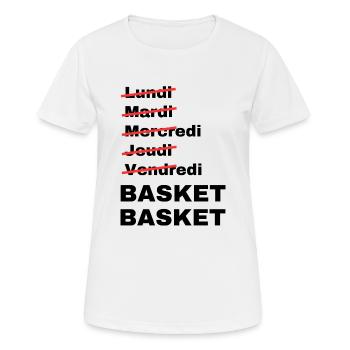 week-end basket - T-shirt respirant Femme - blanc - Devant - AI Model Female 172 dark (172cm)