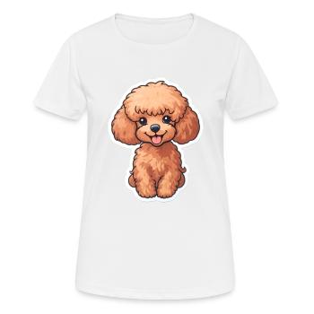Süßer Baby Pudel Hund Sticker - Frauen T-Shirt atmungsaktiv - Weiß - Vorne - AI Model Female 172 dark (172cm)