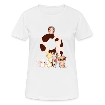 9. Jubiläum - Tiere zum neunten Jubiläum - Frauen T-Shirt atmungsaktiv - Weiß - Vorne - AI Model Female 172 dark (172cm)