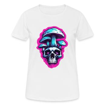 Pilz / Mushroom / Wiese / Wald / Goa / Psy - Frauen T-Shirt atmungsaktiv - Weiß - Vorne - AI Model Female 172 dark (172cm)