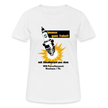 Zündkerzen Werbung DDR Retro - Frauen T-Shirt atmungsaktiv - Weiß - Vorne - AI Model Female 172 dark (172cm)