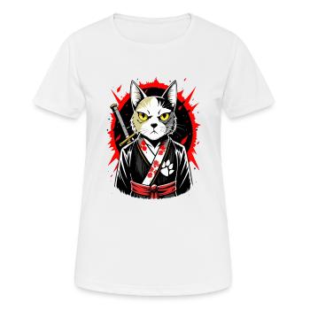Samurai cat - Women's Breathable T-Shirt - white - Front - AI Model Female 172 dark (172cm)