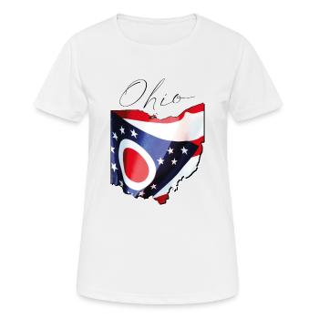 Ohio (United States) | Real Flag | Flag Map Script - Women's Breathable T-Shirt - white - Front - AI Model Female 172 dark (172cm)