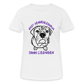 Erst kennenlernen dann Liebhaben - Bulldog - Frauen T-Shirt atmungsaktiv - Weiß - Vorne - AI Model Female 172 dark (172cm)