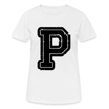 buchstabe P - Frauen T-Shirt atmungsaktiv - Weiß - Vorne - AI Model Female 172 dark (172cm)