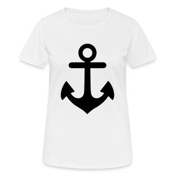 Anker - Frauen T-Shirt atmungsaktiv - Weiß - Vorne - AI Model Female 172 dark (172cm)