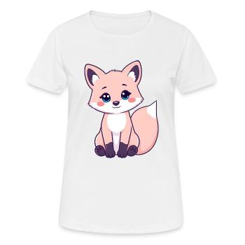 Curious Ginger Tabby Fox with Striking Pink Cheeks - Women's Breathable T-Shirt - white - Front - AI Model Female 172 dark (172cm)