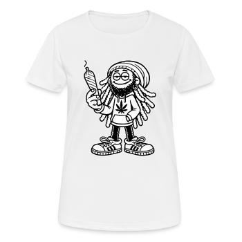 Dreadlock Smoker - Stoned man - High & Happy - Frauen T-Shirt atmungsaktiv - Weiß - Vorne - AI Model Female 172 dark (172cm)