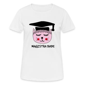 Akademikerin Katze MAGISTRA - Frauen T-Shirt atmungsaktiv - Weiß - Vorne - AI Model Female 172 dark (172cm)