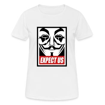 Anonyme - nous Expect - Nous sommes légion - T-shirt respirant Femme - blanc - Devant - AI Model Female 172 dark (172cm)