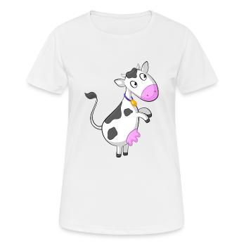 Curious cartoon cow - Women's Breathable T-Shirt - white - Front - AI Model Female 172 dark (172cm)