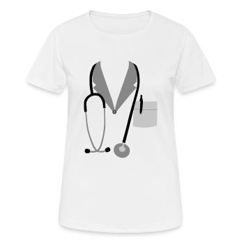 CORONA ARZT Maske Gesichtsmaske - Frauen T-Shirt atmungsaktiv - Weiß - Vorne - AI Model Female 172 dark (172cm)
