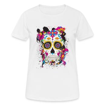 Crâne en sucre dia de los muertos - T-shirt respirant Femme - blanc - Devant - AI Model Female 172 dark (172cm)