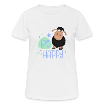 Black sheep - Be happy sheep - lucky charm - Women's Breathable T-Shirt - white - Front - AI Model Female 172 dark (172cm)