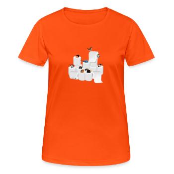 Birds in toilet paper - Women's Breathable T-Shirt - neon orange - Front - AI Model Female 172 dark (172cm)